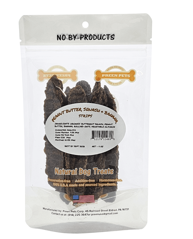 Peanut Butter Squash Banana Strips — all-natural dog treats made in the USA by Preen Pets (photo 3)