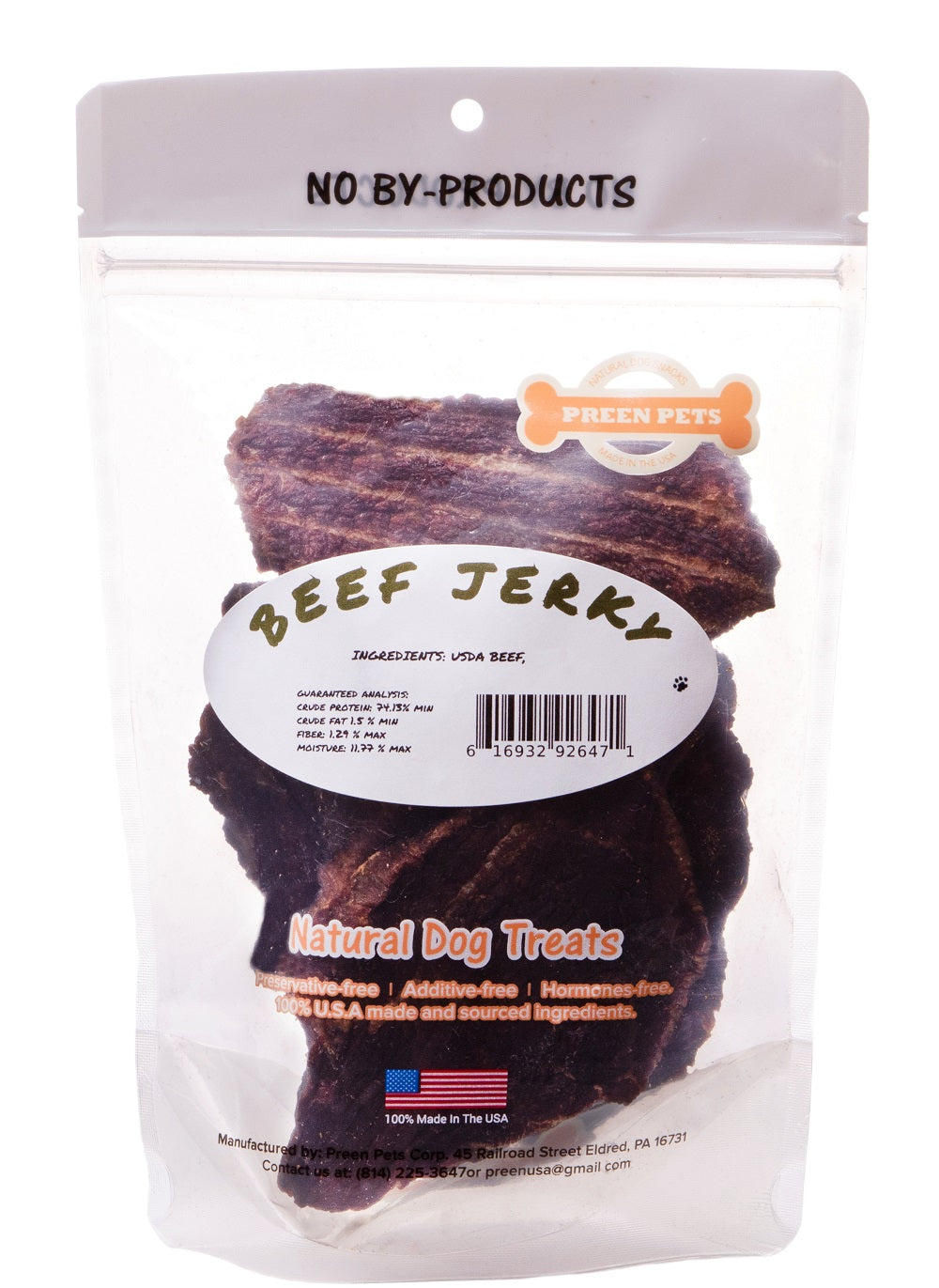 Beef Jerky Dog Treats – 100% USA Extra Lean Sirloin Beef — Preen Pets, made in the USA (photo 3)